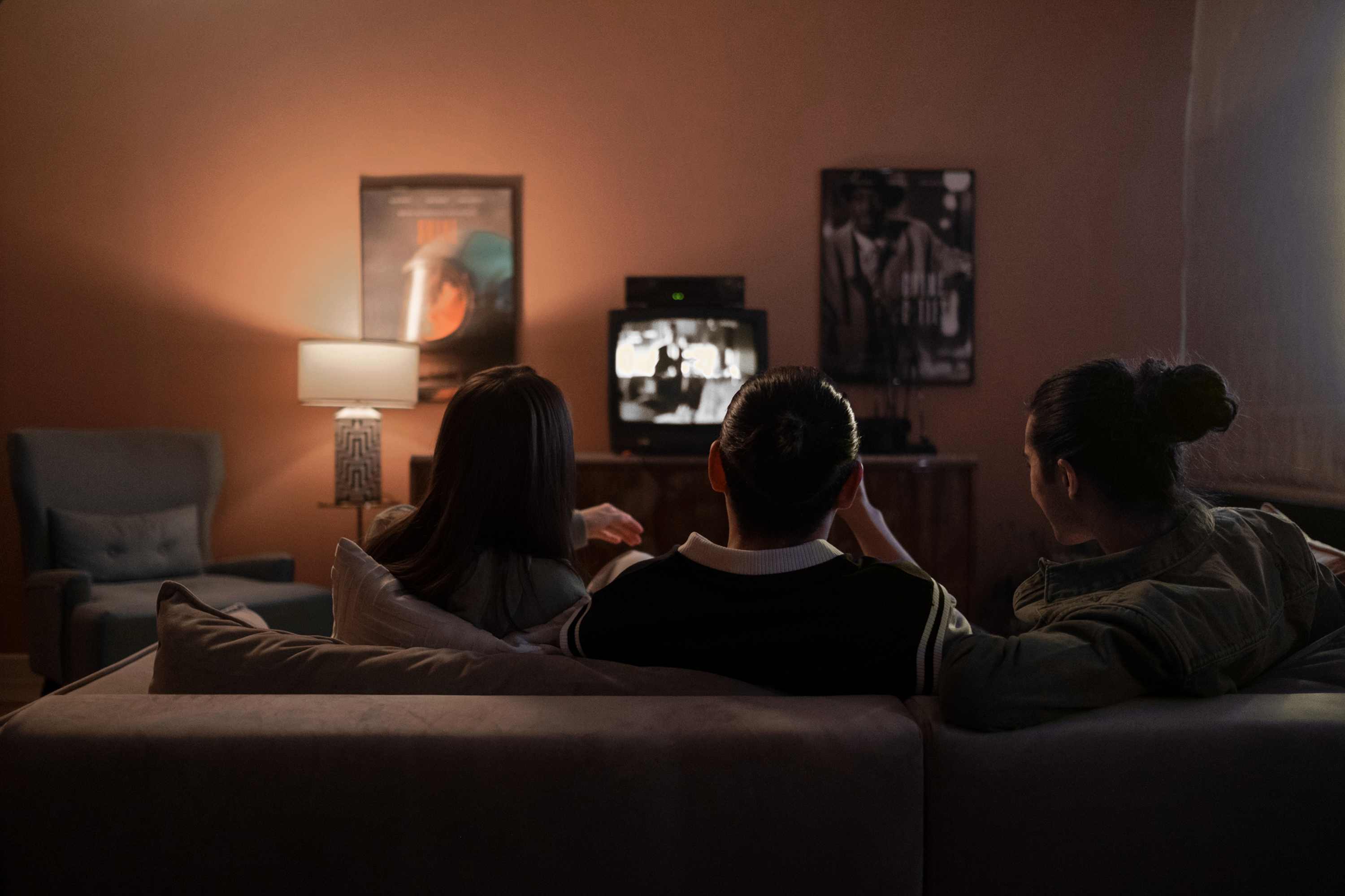 Family enjoying entertainment together